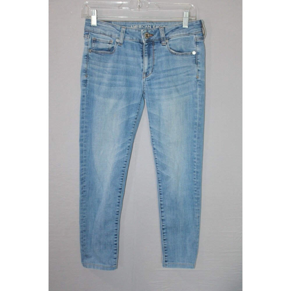 American Eagle Womens Jeans Super Stretch Size 4 Regular Cotton Blend Light Wash